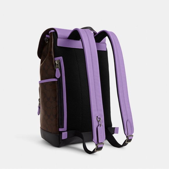 Last one‼️CoachMEN's Track Backpack In Colorblock Signature mahogany/iris Canvas - Picture 3 of 6